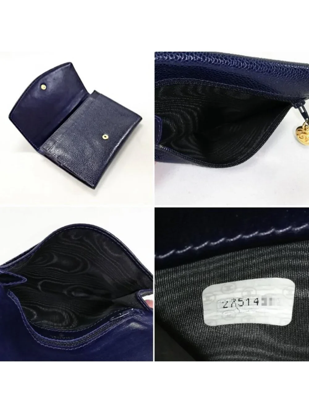 Chanel Caviar Leather Bifold Wallet Blue